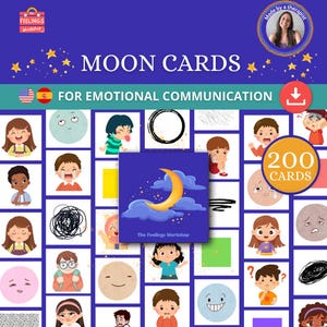 Emotional Communication Cards, Emotional Expressions, Emotion Drawings, 200 Emotion Flashcards to Communicate Feelings, Therapy Printables.