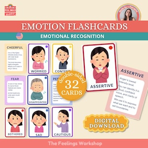 Emotion Flashcards, Emotional Recognition, SEL Flashcards, Emotion Expression.