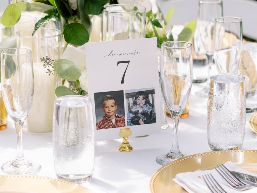 Editable Childhood Photo Wedding Table Number Template (digital ...