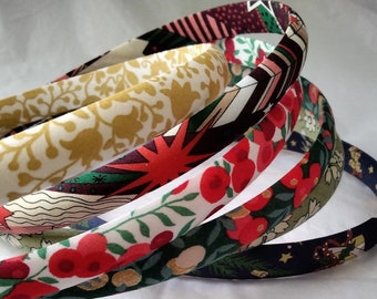 Liberty of London Christmas fabric alice hair head band skinny narrow headband 1 cm wide wiltshire capel shooting star