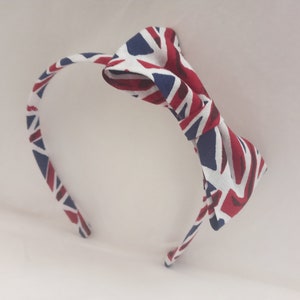 Union Jack skinny headband with bow flag narrow alice hair head band 1 cm wide