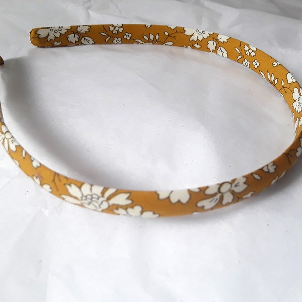 Liberty of London skinny headband floral narrow alice hair band 1 cm de large moutarde et blanc