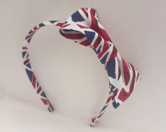 Diadema fina con lazo de la bandera de Union Jack, banda estrecha para el cabello estilo Alice de 1 cm de ancho