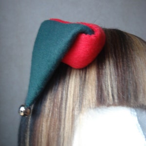 Mini elf hat Christmas hair clip clippie slide party stocking filler