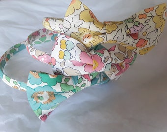 Liberty of London Betsy skinny headband with bow floral narrow alice hair head band 1 cm wide
