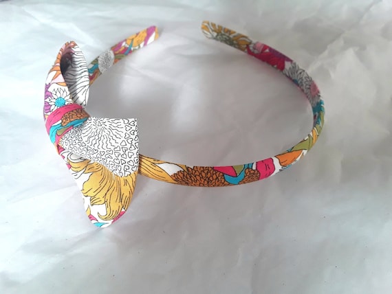 NEW 1cm wide Pink floral fabric aliceband headband