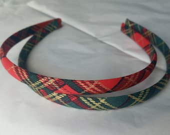 Christmas  plaid tartan  fabric alice hair head band skinny narrow headband 1 cm wide burns night