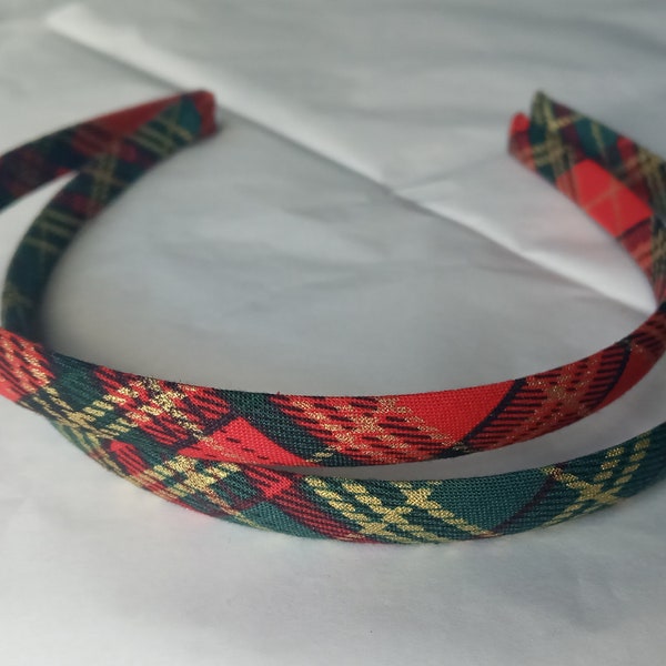 Christmas  plaid tartan  fabric alice hair head band skinny narrow headband 1 cm wide burns night