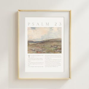 Psalm 23 Vintage Art Print: Christian Home Decor (Digital Download