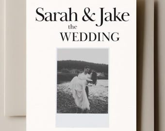 Plantilla de invitación de boda estilo libro (diseño editable de Canva)