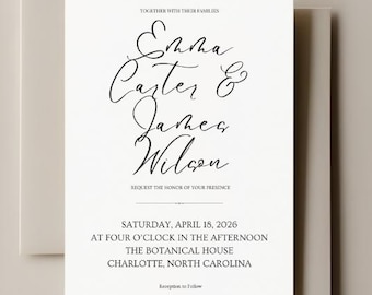 Plantilla de invitación de boda minimalista (Canva) editable