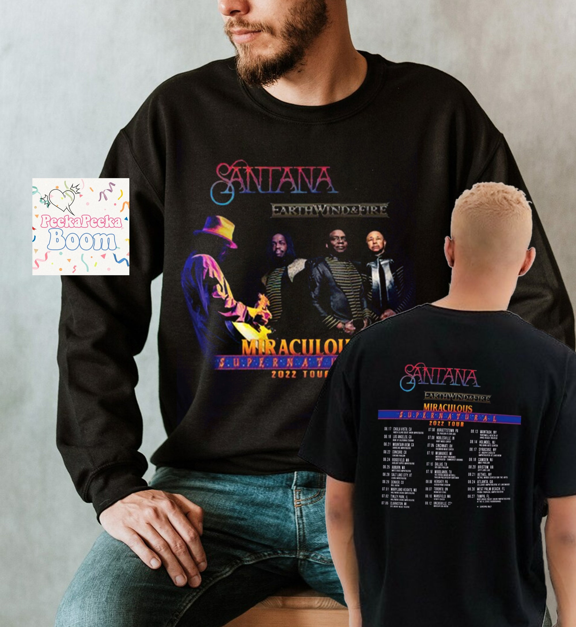 Santana Earth T-Shirt, Wind & Fire Miraculous Supernatural Tour 2022 T-shirt