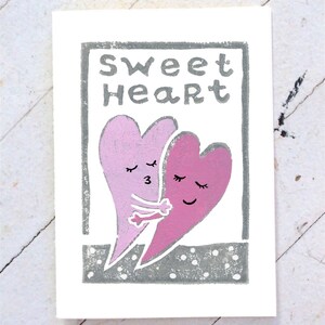 Carte imprimée à la main la Saint-Valentin de chérie