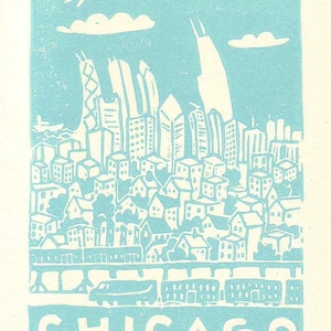 Chicago Print Aqua 5x7