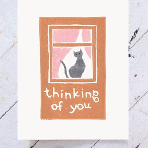 Cat Sympathy Card - Handmade linoleum block print linocut
