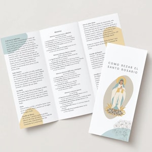 Folleto del Santo Rosario para Imprimir -Digital -Cómo Rezar el Rosario -Todos los Misterios y Oraciones -Reflexión -Tríptico -Bolsillo
