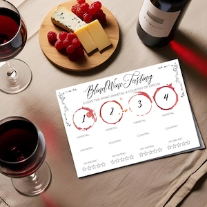 Elegant Blind Wine Tasting Scorecard Canva Template – Editable Wine Tasting Sheet for Classy Wine Party