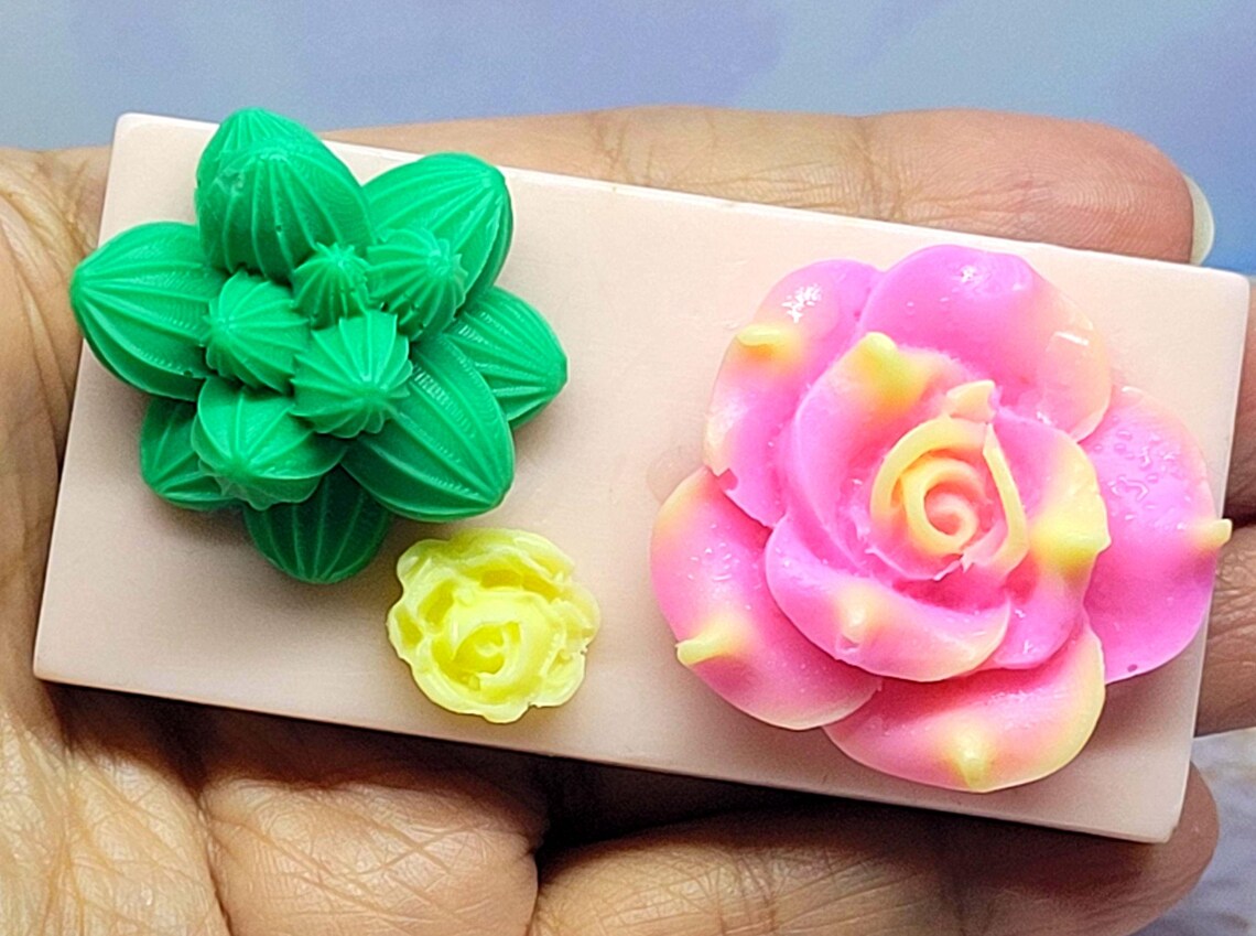 Square Soap Roses Handmade Soap Garden With Roses and Succulent - Etsy