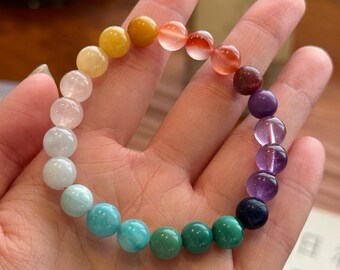Farbenfrohes 7 Chakra Kristall Armband – Heilstein Schmuck, Energie, Meditation, Yoga