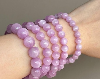 Kunzite Bracelet – Natural Lavender Crystal for Emotional Balance & Everyday Wear | Heart Chakra Jewelry Gift