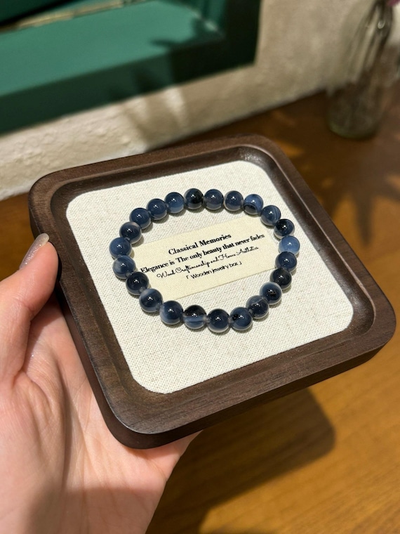 Dark Blue Agate Healing Bracelet | Grounding Energy | Chakra Healing Crystal