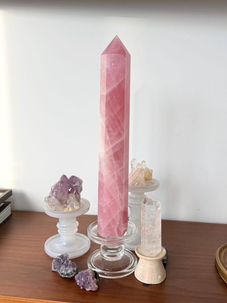 Extra Large Rose Quartz Generator Tower – Natural Pink Crystal Point ...