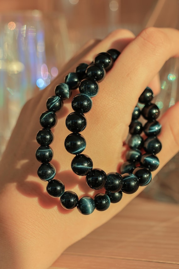Blue Tiger's Eye Bracelet | 10mm Crystal Bead, Clarity & Protection