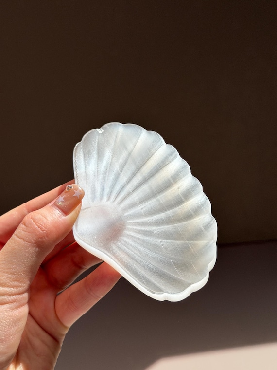 Moroccan Selenite Shell Dish | Natural Crystal Jewelry Tray | Spiritual Home Decor