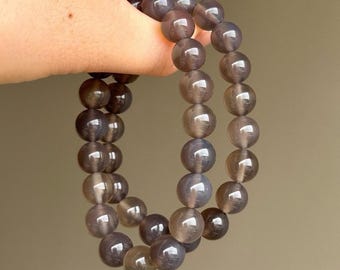 Smoky Lavender Chalcedony Crystal Bracelet | Calming Stone