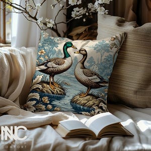 Genuanceerd comfort Franse toile nouveau wilde eend premium kussen bosgroen cottage kern nouveau cadeau, 18 x 18, 22 x 22, inclusief inzetstuk