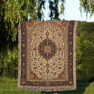 Wall Hanging Persian Rug Inspired Woven Blanket haftseen Cottage Core Persian Blanket Living Room Bedroom Decor Persian Rug Inspired