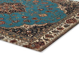 Persian Glass Cutting Board Turquiose Elegant Kitchen Decor Boho Kitchen Middle Eastern Gift for Housewarming Nowruz Persian Rug Inspired