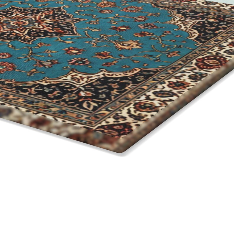 Persian Glass Cutting Board Turquiose Elegant Kitchen Decor Boho Kitchen Middle Eastern Gift for Housewarming Nowruz Persian Rug Inspired