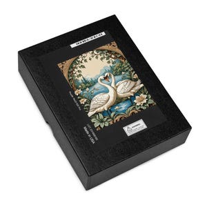 Cottage Core Swan Couple French Toile Jigsaw Puzzle, French Toile Swan Puzzle (252, 520 Piece) Cottagecore, Forestcore, Family Game Puzzle