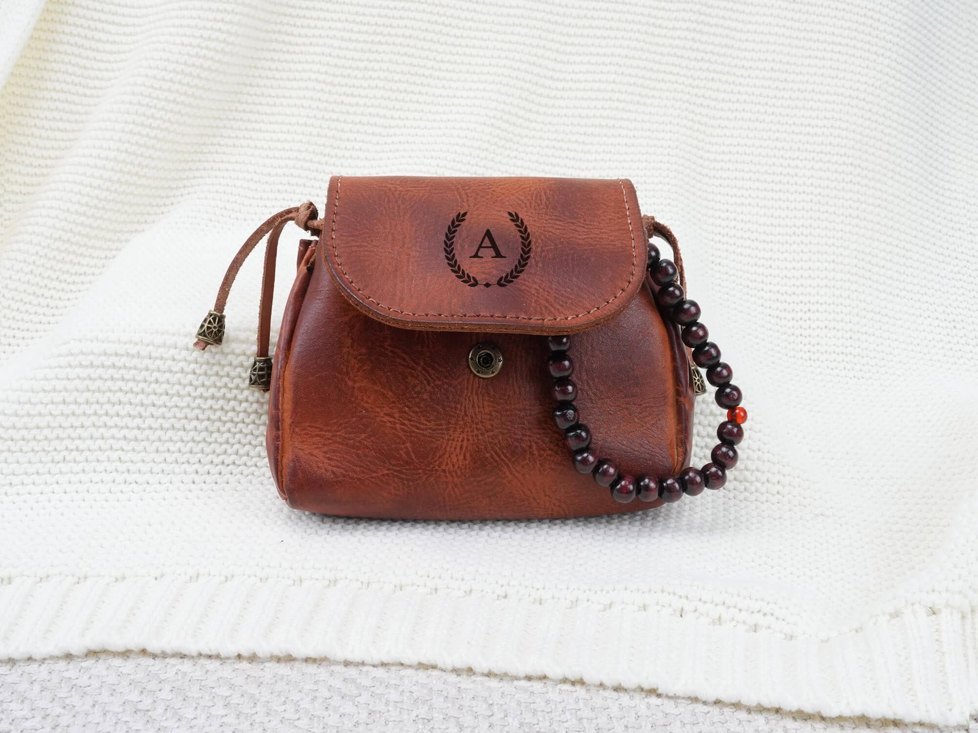 Personalized Leather Rosary Pouch, Custom Leather Coin Purse, First Communion Gift, Confirmation Gift, Gift for Mom, Priest, Christian