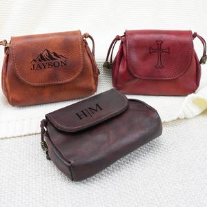 Personalisierte Leder Rosenkranz Beutel, Benutzerdefinierte Leder Geldbörse, erste Kommunion Geschenk, Konfirmation Geschenk, Geschenk für Mutter, Priester