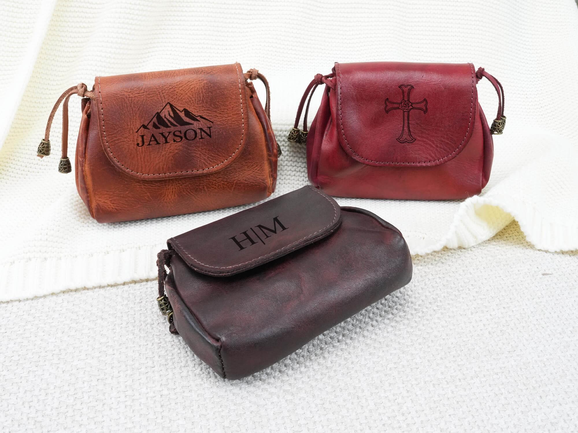 Personalized Leather Rosary Pouch, Custom Leather Coin Purse, First Communion Gift, Confirmation Gift, Gift for Mom, Priest, Christian