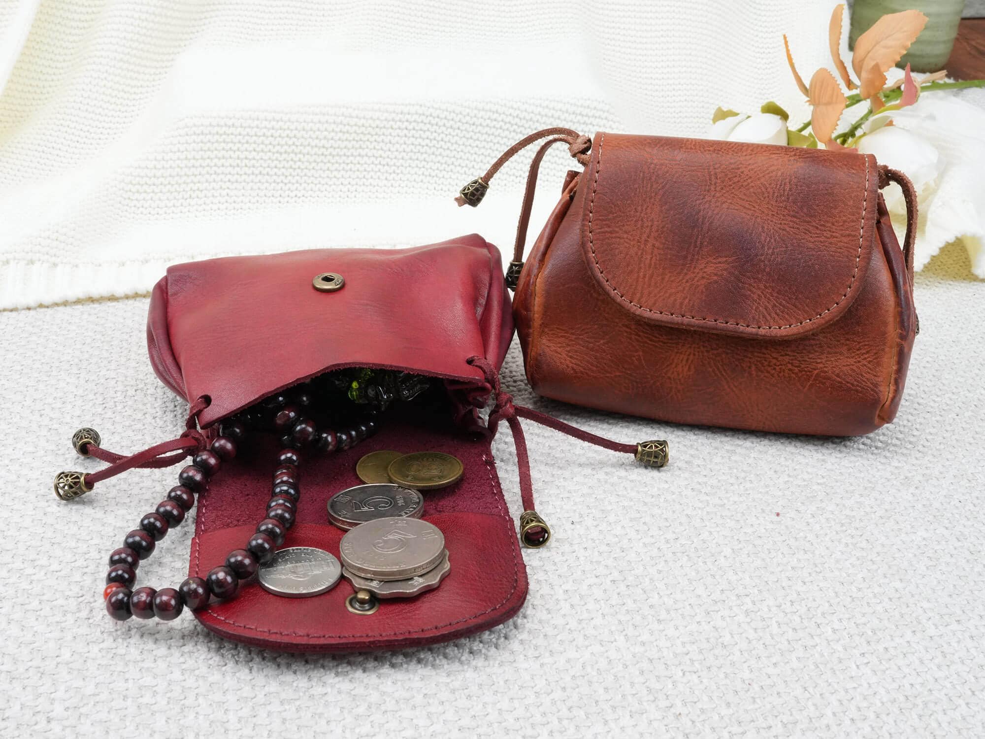 Personalized Leather Rosary Pouch, Custom Leather Coin Purse, First Communion Gift, Confirmation Gift, Gift for Mom, Priest, Christian