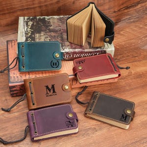 Mini diário de couro vintage - Caderno de bolso personalizado - Diário de papel kraft recarregável feito à mão - Presente de aniversário, casamento, viagem