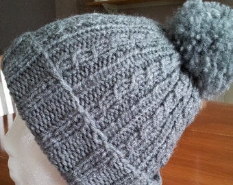 Knit Hat Pattern with Matching Boot Cuff pattern included , Instant Pattern Download Available