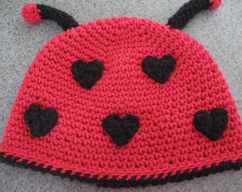 Valentines Day, Lil Love Bug, Lady Bug Hat Crochet Pattern pdf ,all sizes included, newborn- adult, Instant Pattern Download Available