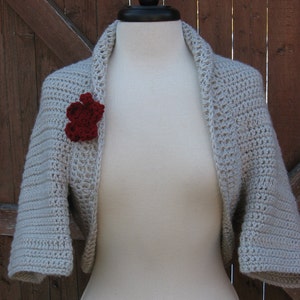 Simple to Make Elegant Shrug, Flower Blossom pattern included, Crochet Pattern  pdf