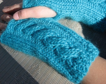 Cable Knit Fingerless Gloves Knitting Pattern (PDF)