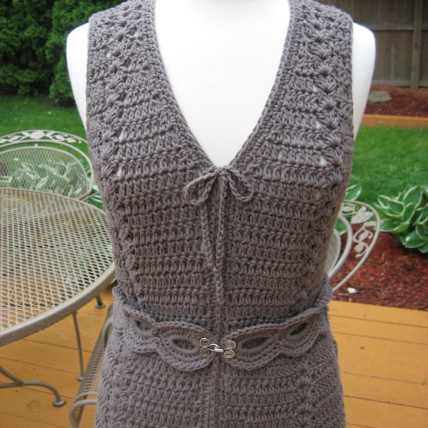 Crochet Pattern: Meadows Vest with Matching Belt (PDF Downloadable Pattern