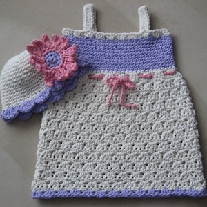 Sweet Summer Sundress and Matching Hat crochet pattern pdf 6 sizes included newborn-child, Instant Download Available