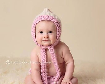 Knit Pixie Bonnet, Knitting Pattern Pdf, Pattern for sizes newborn,3 mos,6 mos, 9-12mos, instant pattern download available