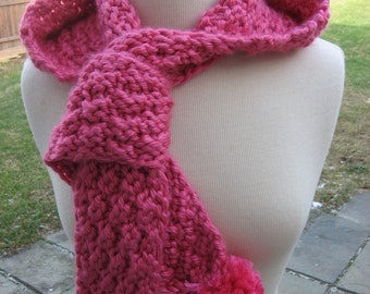 Knitting Pattern, Hometown Hooded Pom Pom scarf, Instant pdf pattern download available