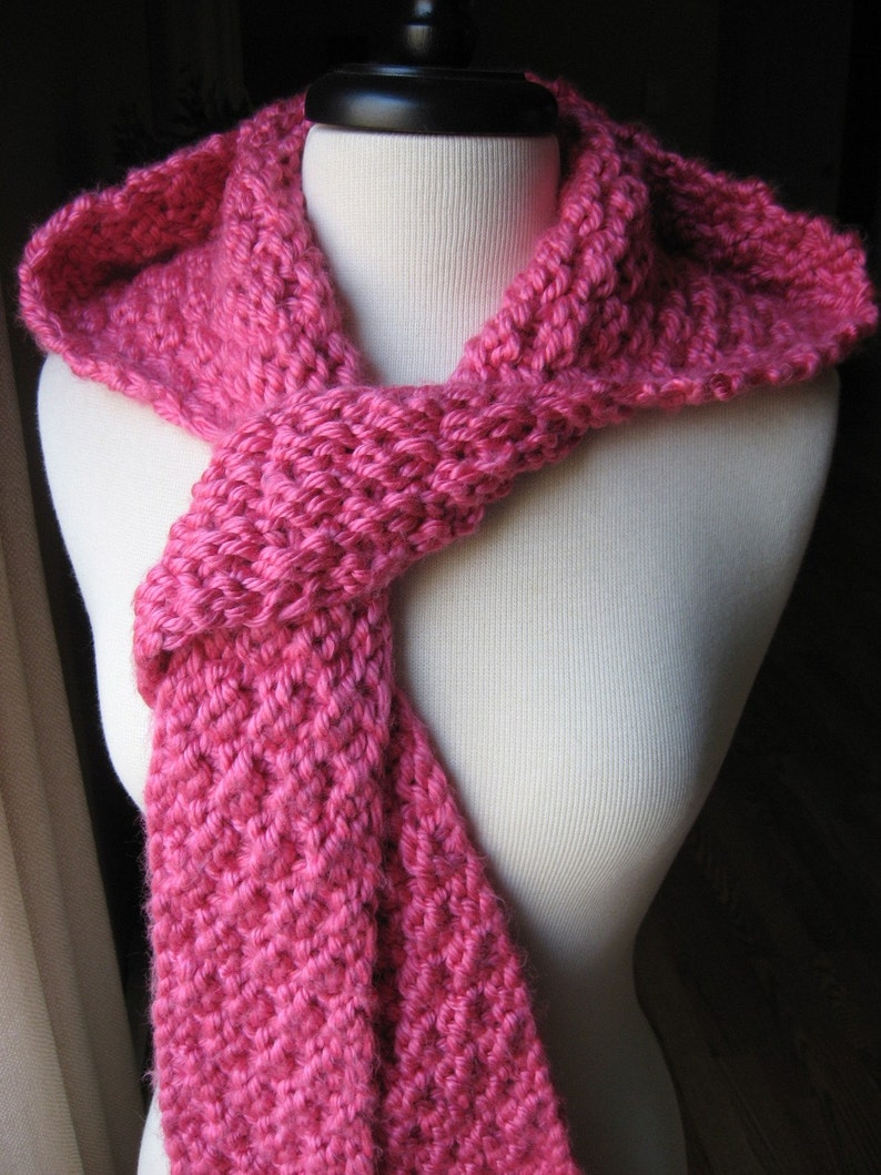 Knitting Pattern Hometown Hooded Scarf With Pom Poms Pdf Etsy