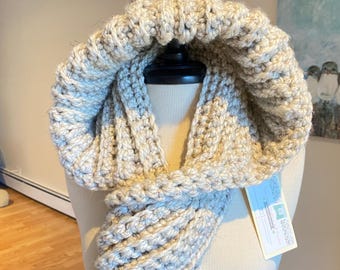 Ultra Plush Nordic Hooded Scarf - In a soft, wool blend. Shown here in the color wheat.