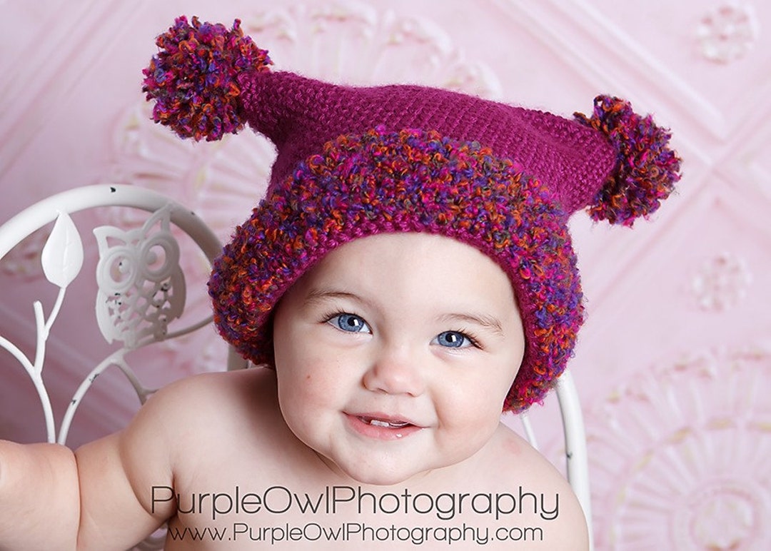 Double Pom Pom Hat Crochet Pattern Pdf easy to Make5 Sizes - Etsy